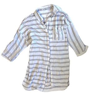 Paper Crane striped button up tunic top m